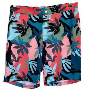 New UV Skinz Coral, Teal & Black Floral Print Swim Shorts Size M